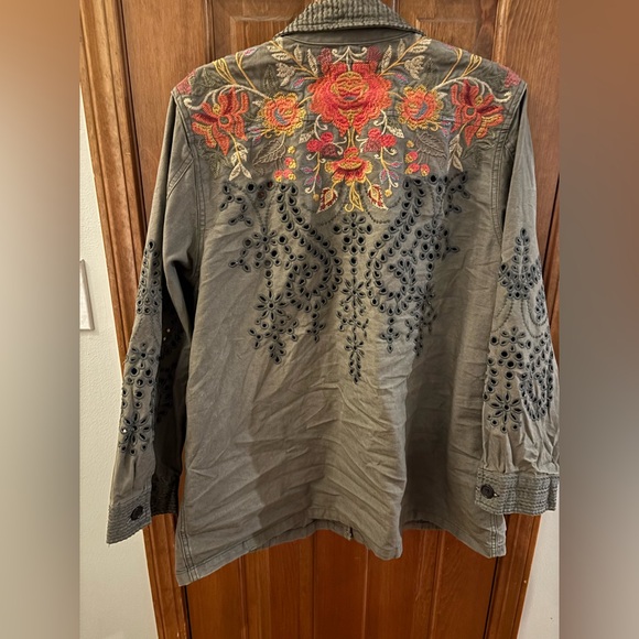 Johnny Was Violette Eyelet Embroidered Military Jacket XL - Picture 7 of 15